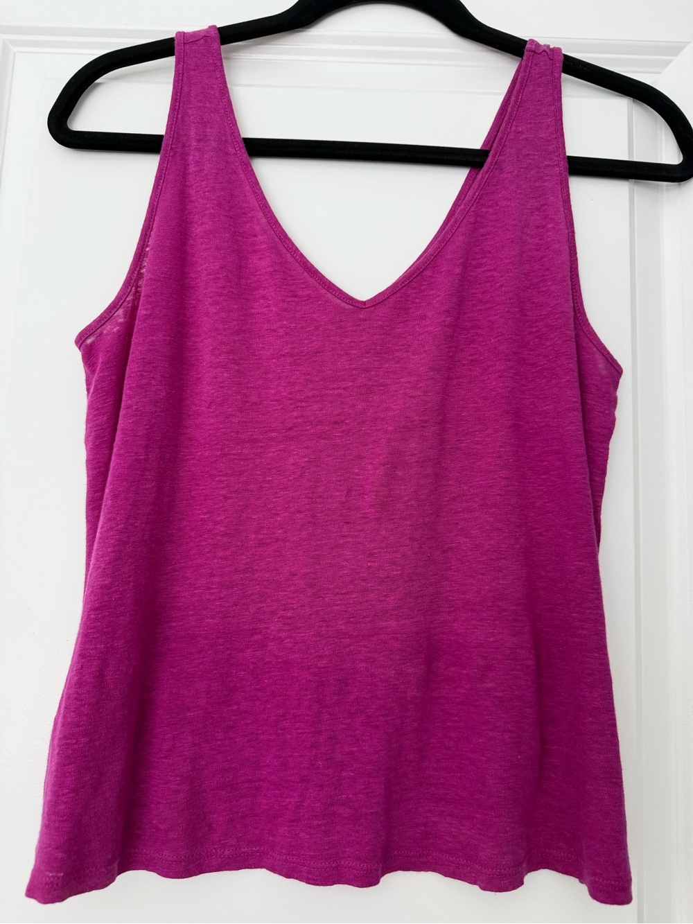 LOFT Magenta linen V-Neck Tank Top